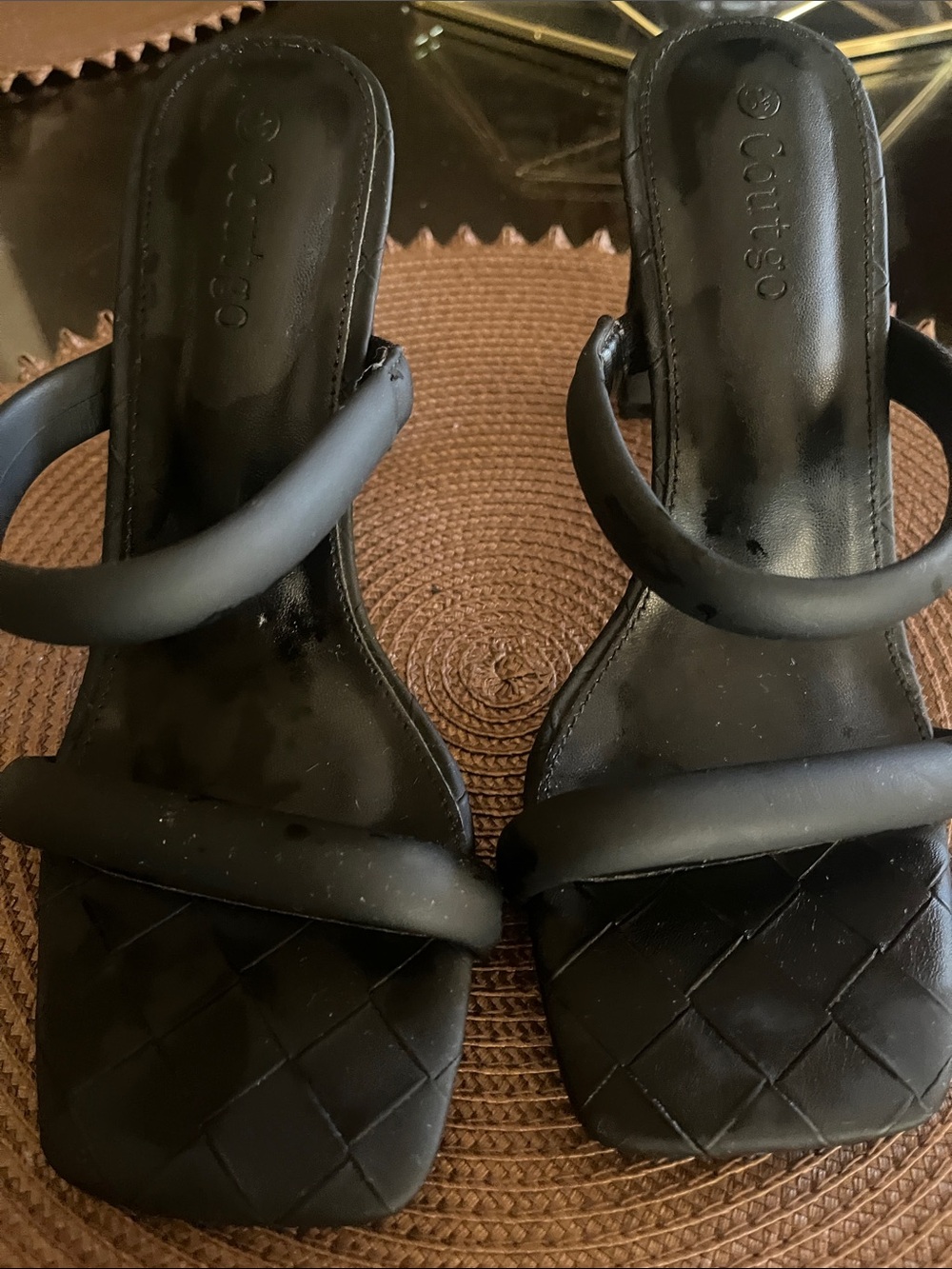 Women’s Black Double-Strap Slide Sandals by Curtso